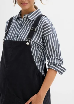 bonprix bonprix Vestido-peto premamá de pana de algodón elástico Gris oscuro