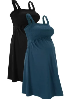 bonprix bonprix Vestidos premamá de algodón orgánico (2 unidades) Azul marino-negro