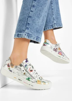 bonprix Jana Zapatillas cómodas Jana de ancho cómodo blanco con flores Clearance