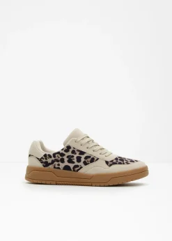 bonprix bonprix Zapatillas con detalles animales Arena claro/beige con estampado de leopardo Online
