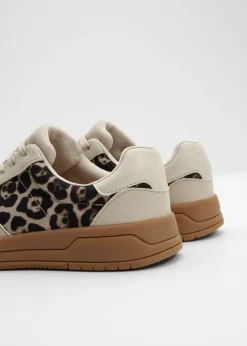 bonprix bonprix Zapatillas con detalles animales Arena claro/beige con estampado de leopardo Online