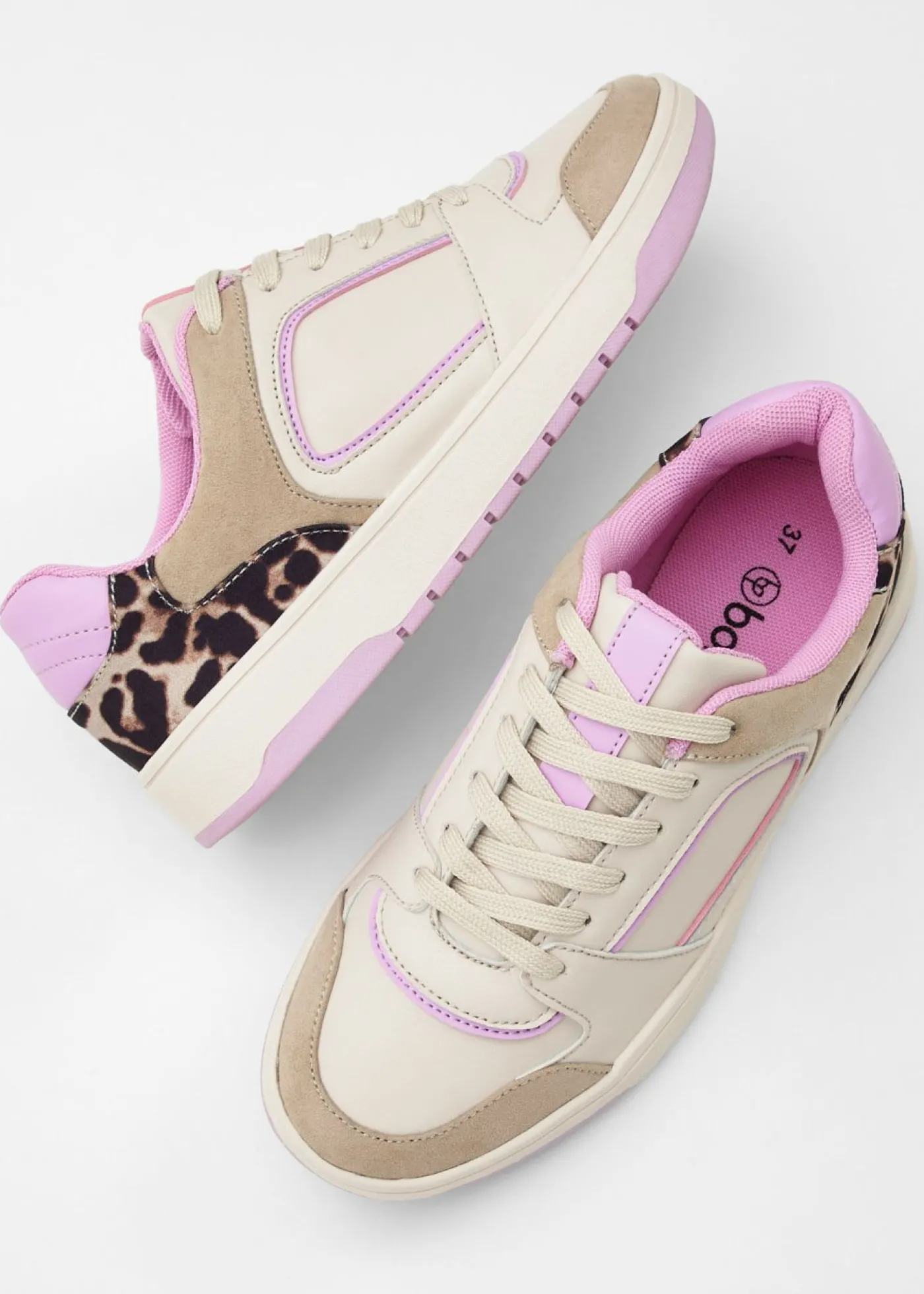 bonprix bonprix Zapatillas con detalles animales beige con estampado de leopardo/rosa orquídea Best