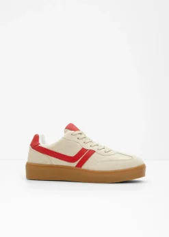 bonprix bonprix Zapatillas con plataforma de estilo retro arena claro-rojo New