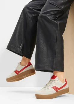 bonprix bonprix Zapatillas con plataforma de estilo retro arena claro-rojo New
