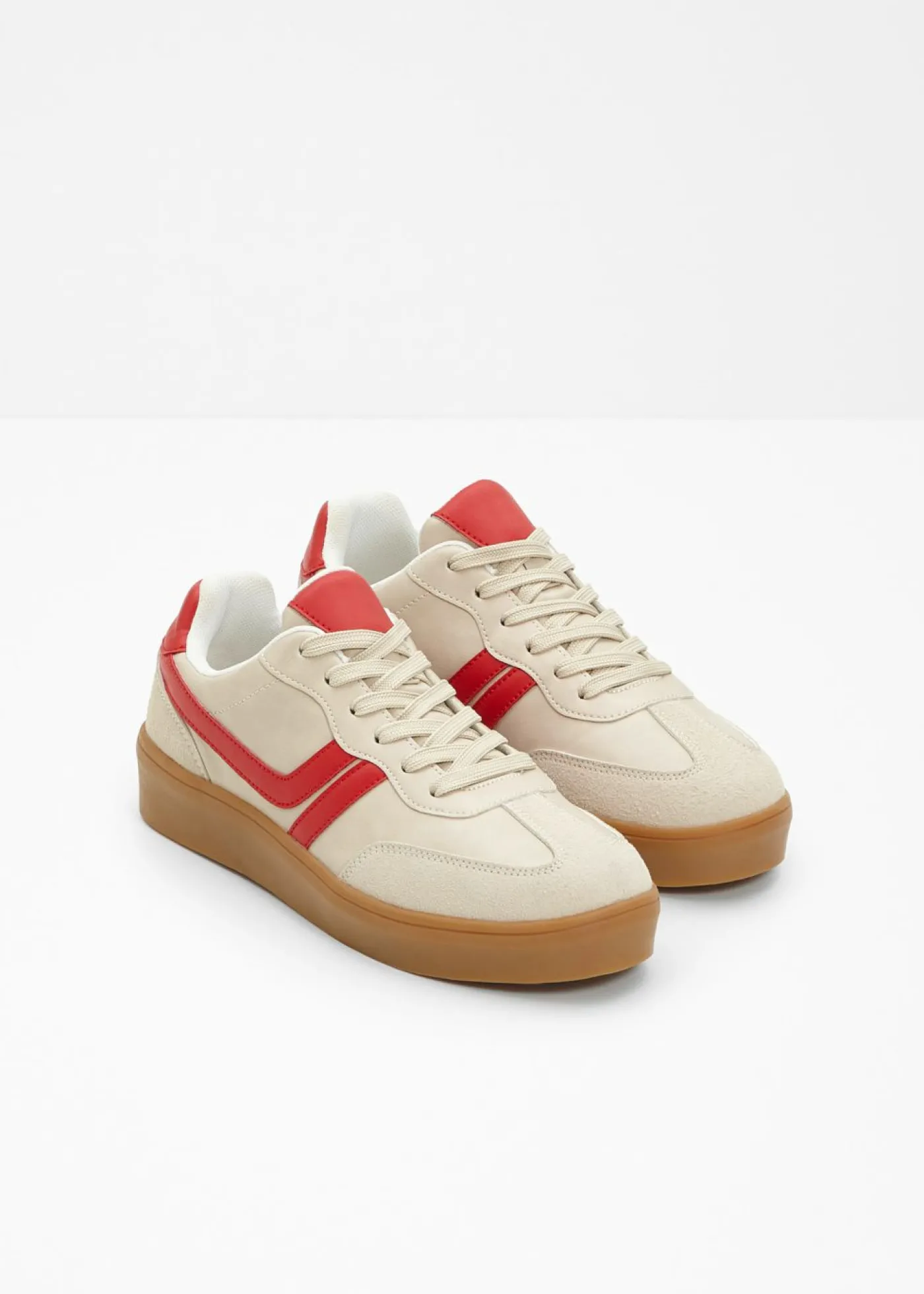 bonprix bonprix Zapatillas con plataforma de estilo retro arena claro-rojo New