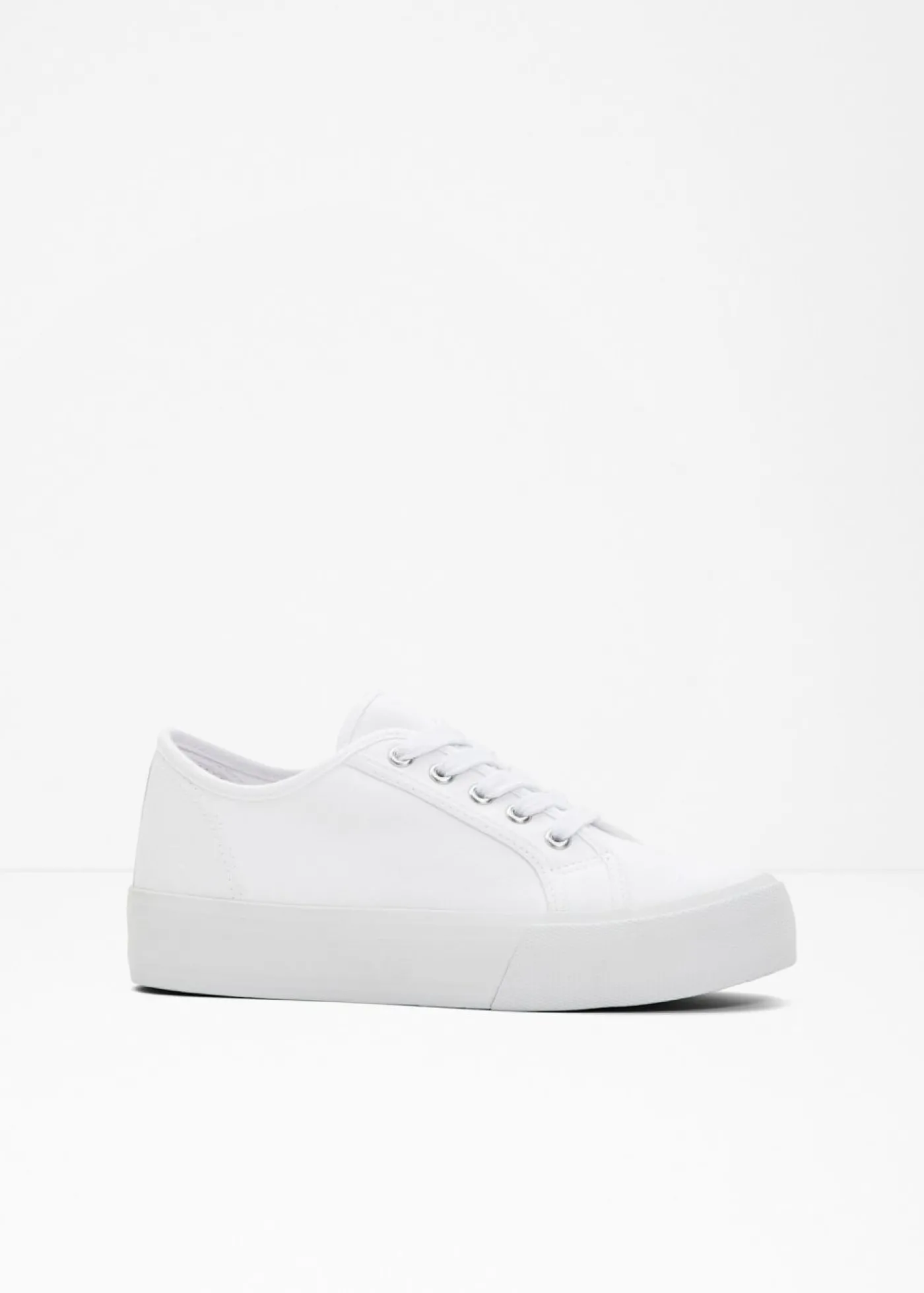 bonprix bonprix Zapatillas con plataforma de lona de algodón Blanco