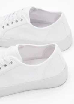 bonprix bonprix Zapatillas con plataforma de lona de algodón Blanco