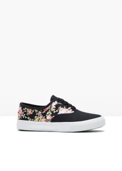 bonprix bonprix Zapatillas de lona de algodón Negro de flores