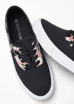 bonprix bonprix Zapatillas de lona de algodón Negro de flores