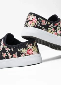 bonprix bonprix Zapatillas de lona de algodón Negro de flores