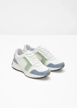 bonprix bonprix Zapatillas deportivas blanco-rosa pálido-verde-azul Outlet