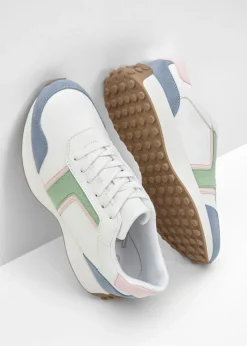 bonprix bonprix Zapatillas deportivas blanco-rosa pálido-verde-azul Outlet