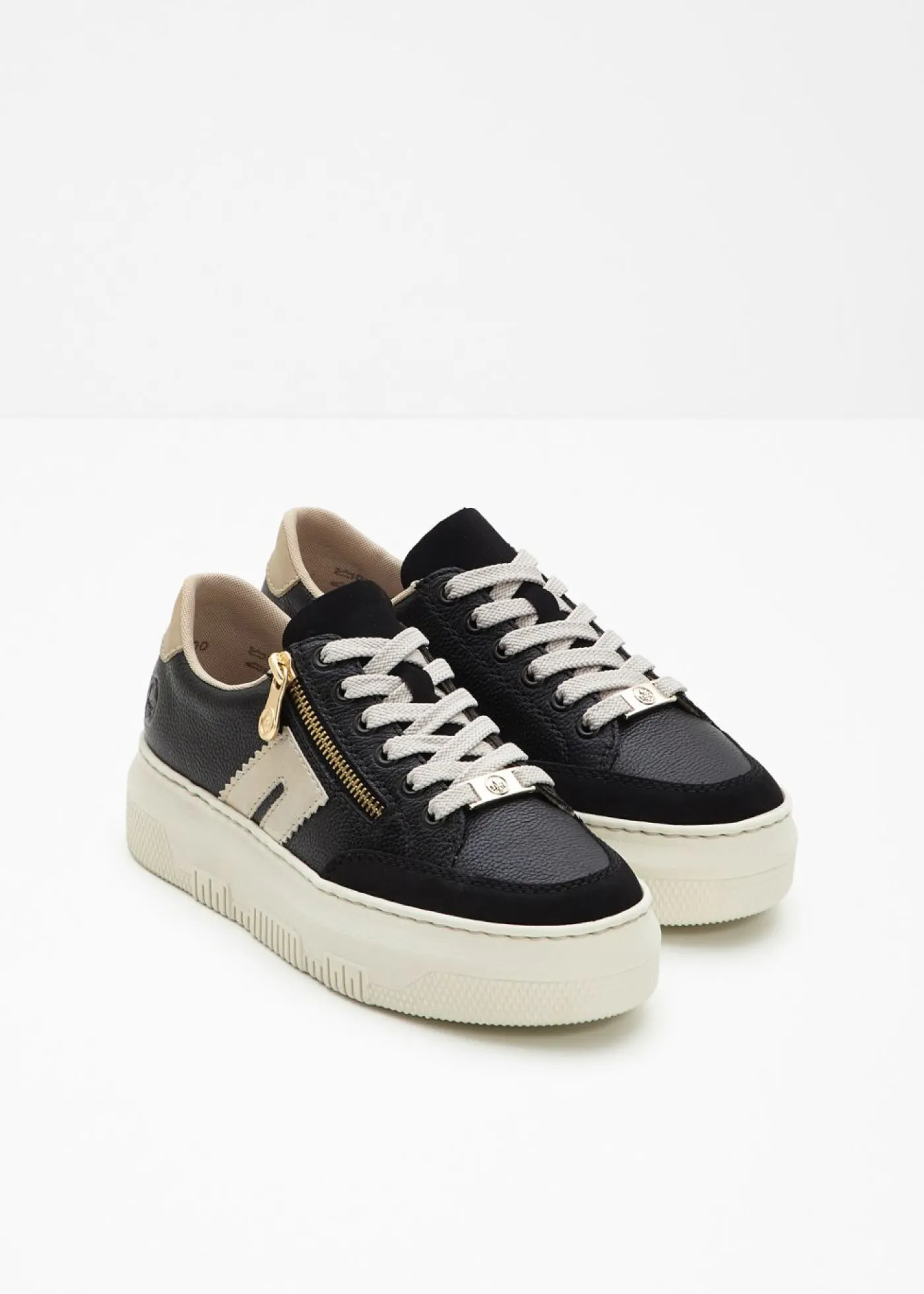 bonprix Rieker Zapatillas deportivas cómodas de Rieker de piel con plataforma Negro Outlet