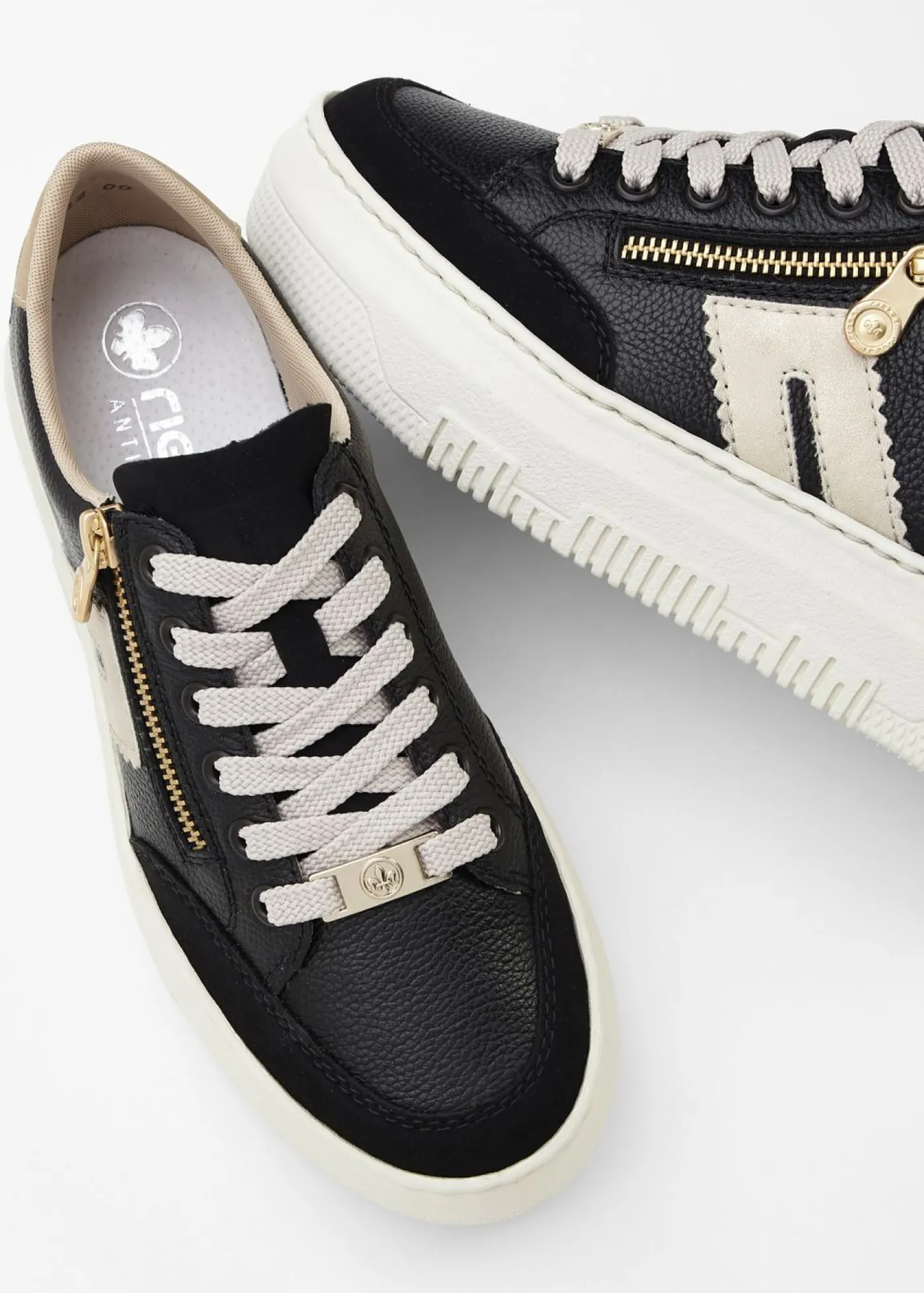 bonprix Rieker Zapatillas deportivas cómodas de Rieker de piel con plataforma Negro Outlet