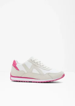 bonprix bonprix Zapatillas deportivas con suela perfilada Blanco-beige-pink lady Outlet