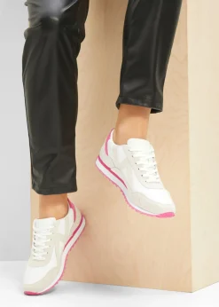 bonprix bonprix Zapatillas deportivas con suela perfilada Blanco-beige-pink lady Outlet