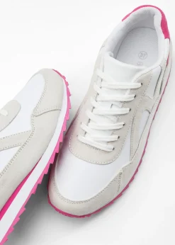 bonprix bonprix Zapatillas deportivas con suela perfilada Blanco-beige-pink lady Outlet