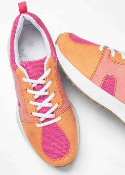 bonprix bonprix Zapatillas deportivas con inserto de malla Rosa-naranja New