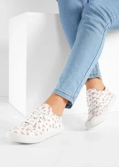 bonprix bonprix Zapatillas deportivas de lona de algodón Blanco-rojo de flores Hot