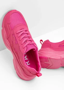 bonprix bonprix Zapatillas deportivas tipo chunky con inserto de malla rosa caliente Online
