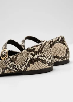 bonprix bonprix Zapato tipo Mary Jane con estampado animal Beige-negro Online