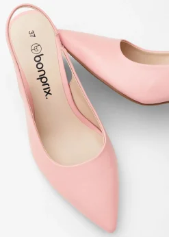 bonprix bonprix Zapatos con tacón grueso y talón al descubierto rosa pálido Clearance