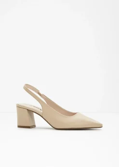 bonprix bonprix Zapatos con tacón grueso y talón al descubierto Beige verdoso Discount