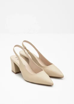 bonprix bonprix Zapatos con tacón grueso y talón al descubierto Beige verdoso Discount