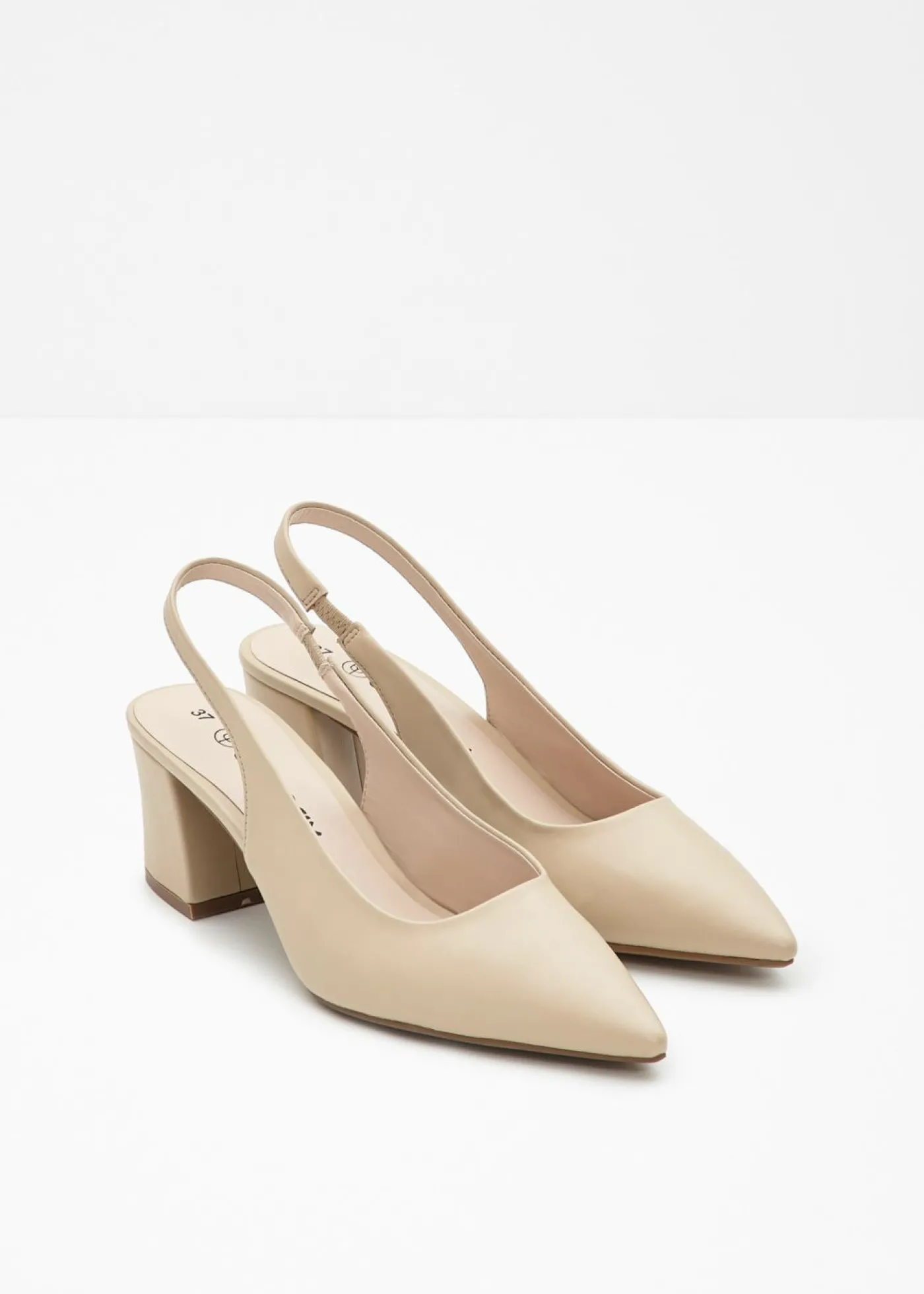 bonprix bonprix Zapatos con tacón grueso y talón al descubierto Beige verdoso Discount