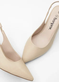 bonprix bonprix Zapatos con tacón grueso y talón al descubierto Beige verdoso Discount