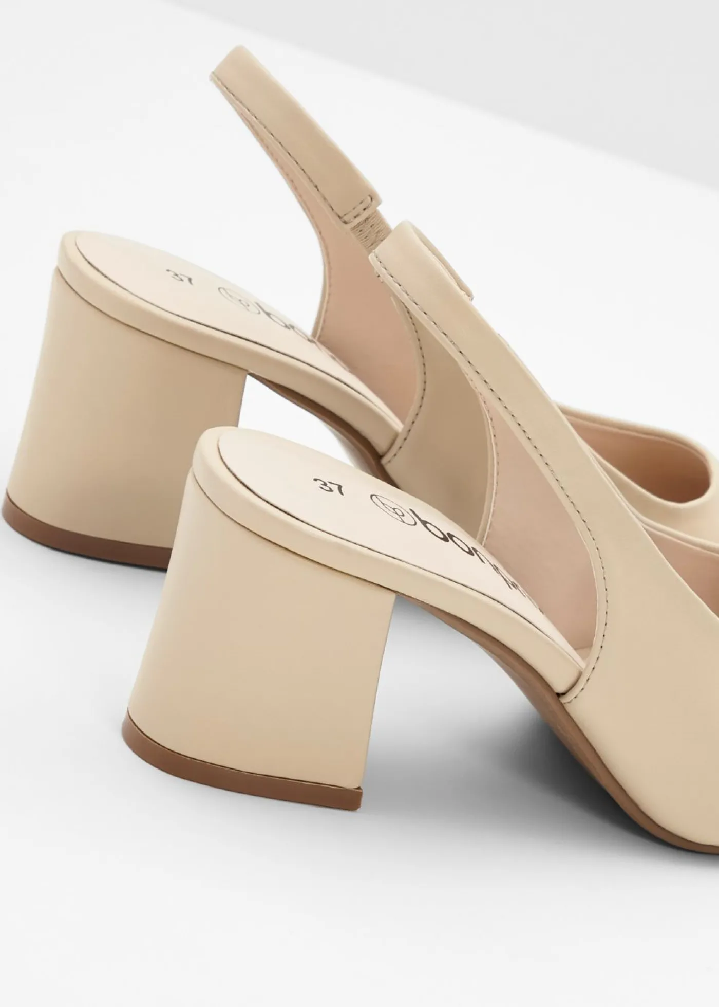 bonprix bonprix Zapatos con tacón grueso y talón al descubierto Beige verdoso Discount