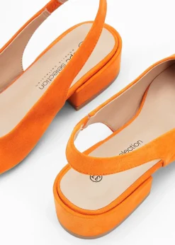 bonprix bonprix Zapatos con tacón plano y talón al descubierto Naranja Sale