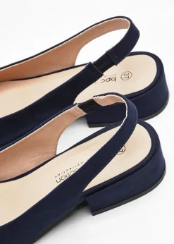 bonprix bonprix Zapatos con tacón plano y talón al descubierto Azul marino Best
