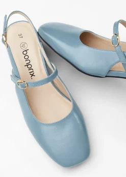 bonprix bonprix Zapatos con talón al descubierto y tira azul pálido Hot
