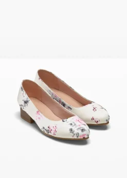 bonprix bonprix Zapatos de tacón con tacón ancho De flores color crema Hot